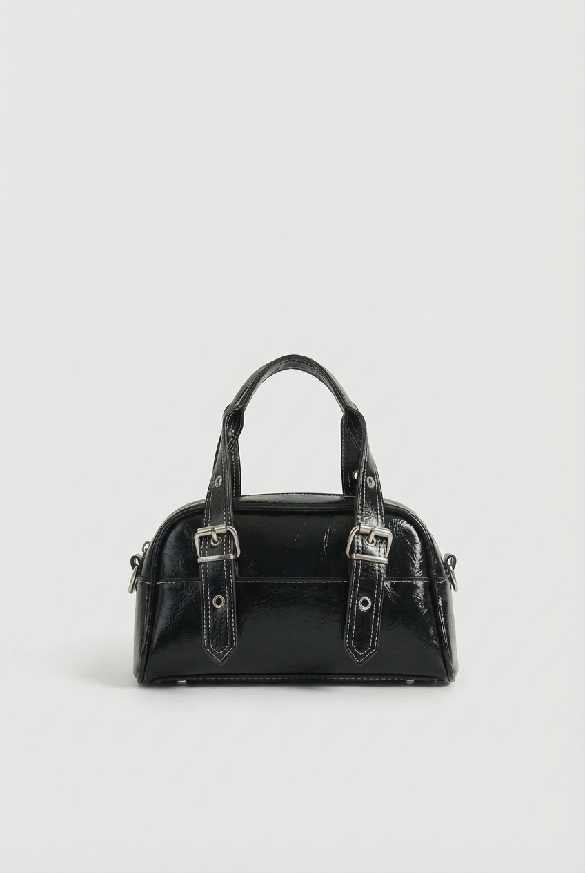 Parlak Dokulu Çift Kulplu El ve Çapraz Çanta