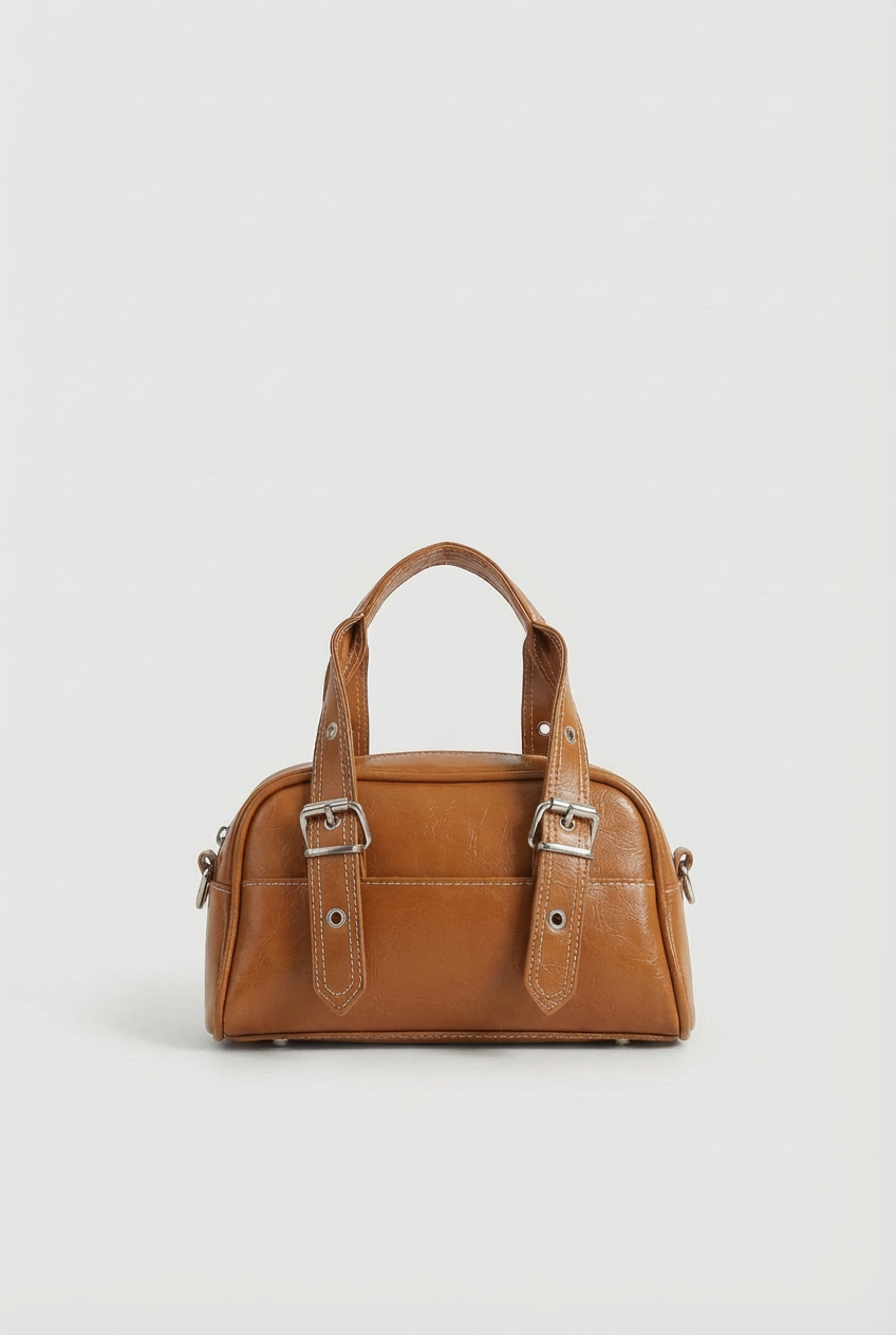 Parlak Dokulu Çift Kulplu El ve Çapraz Çanta