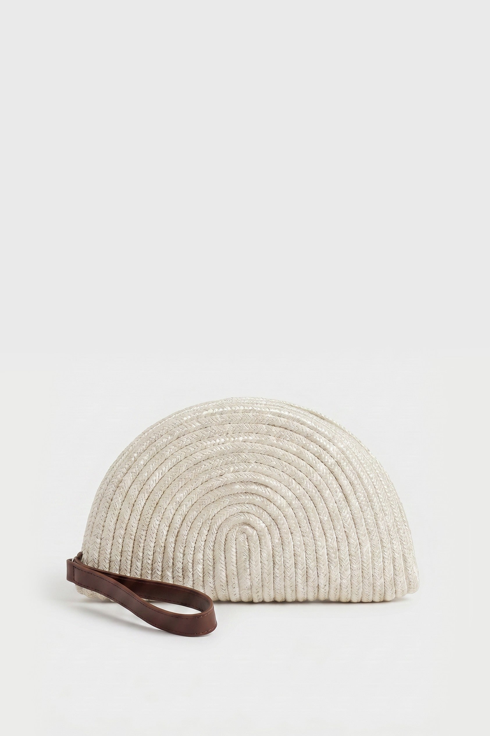 Hasır Yarım Daire Clutch Çanta