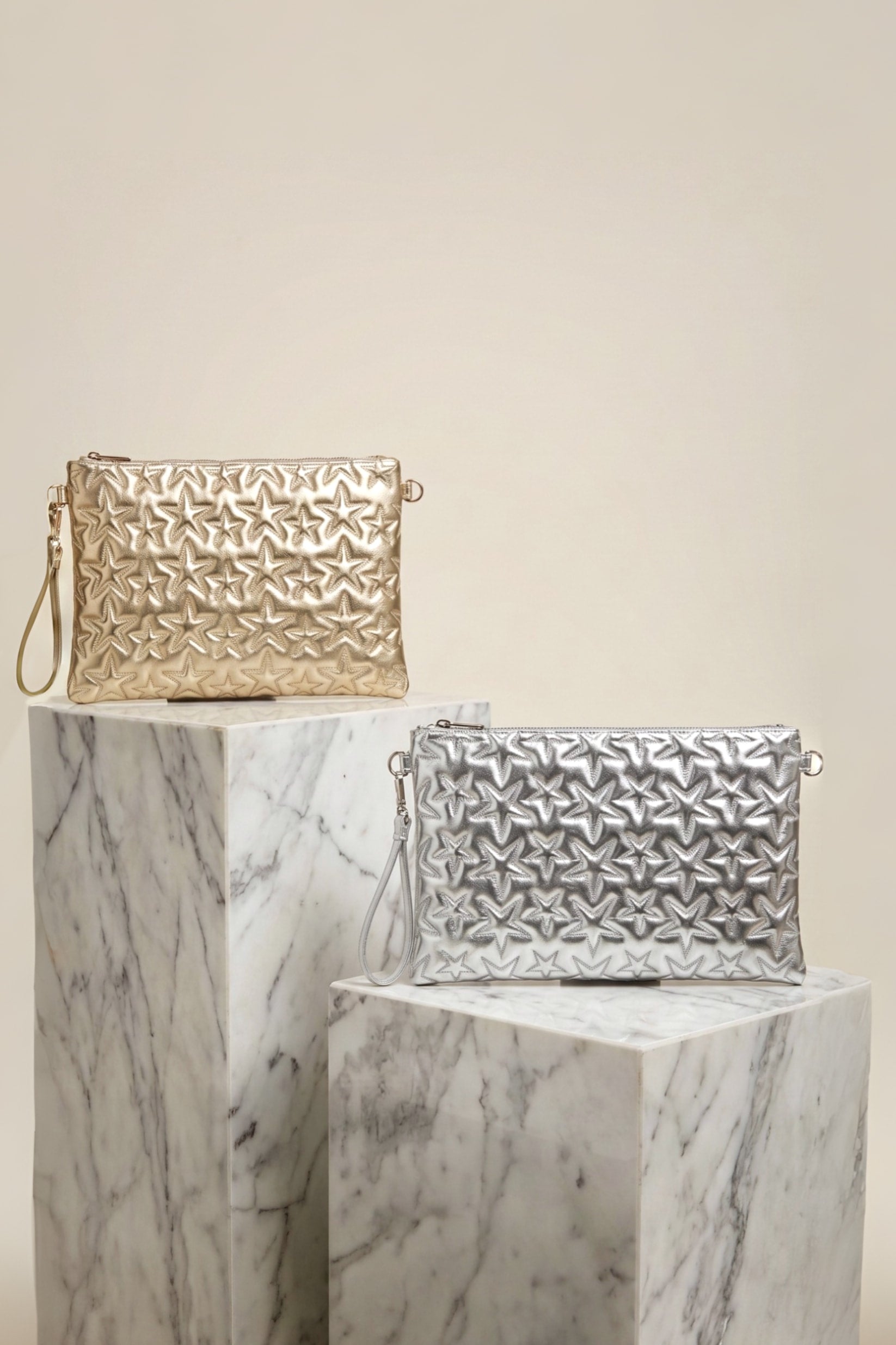 Yıldız Nakışlı Çapraz ve Clutch Çanta
