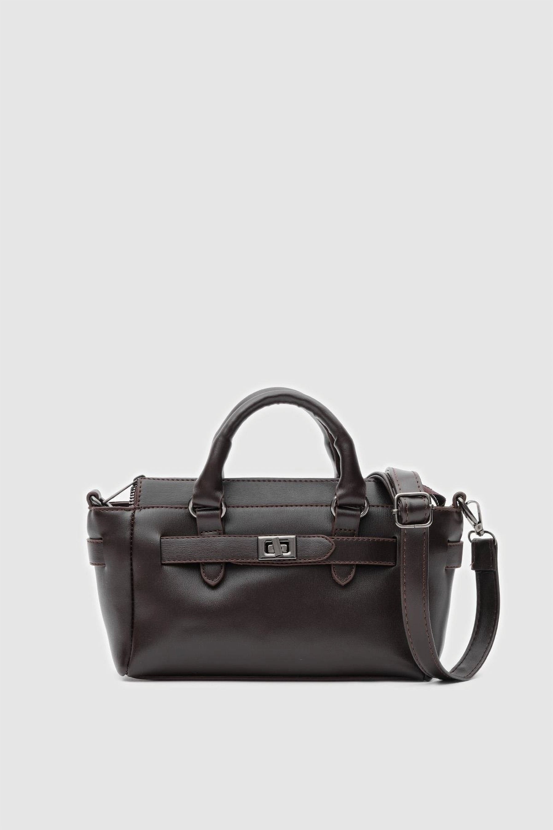 Kilit Detaylı Fermuarlı El ve Çapraz Çanta