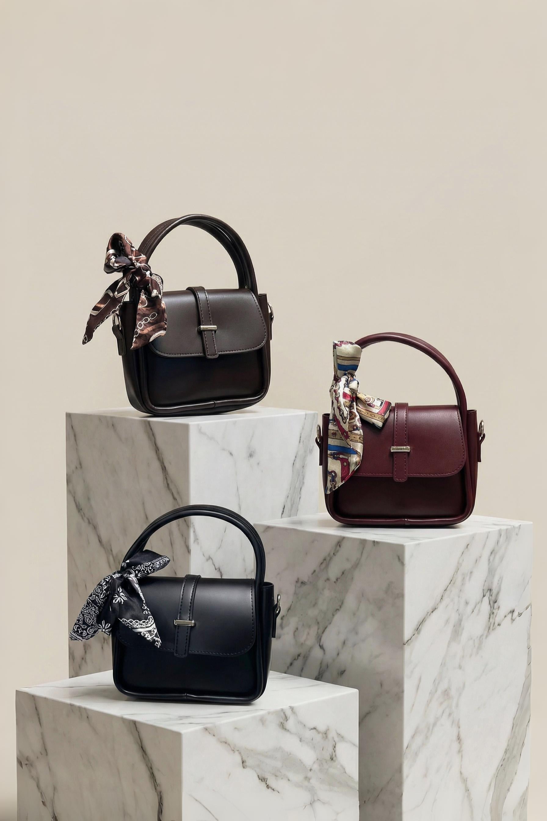 Fularlı Midi El ve Çapraz Çanta