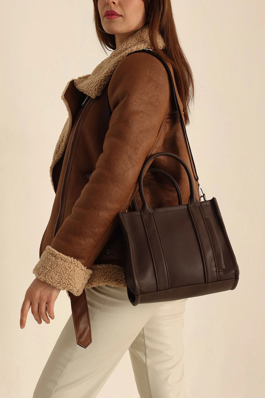 Yan Fermuarlı Omuz Çantası