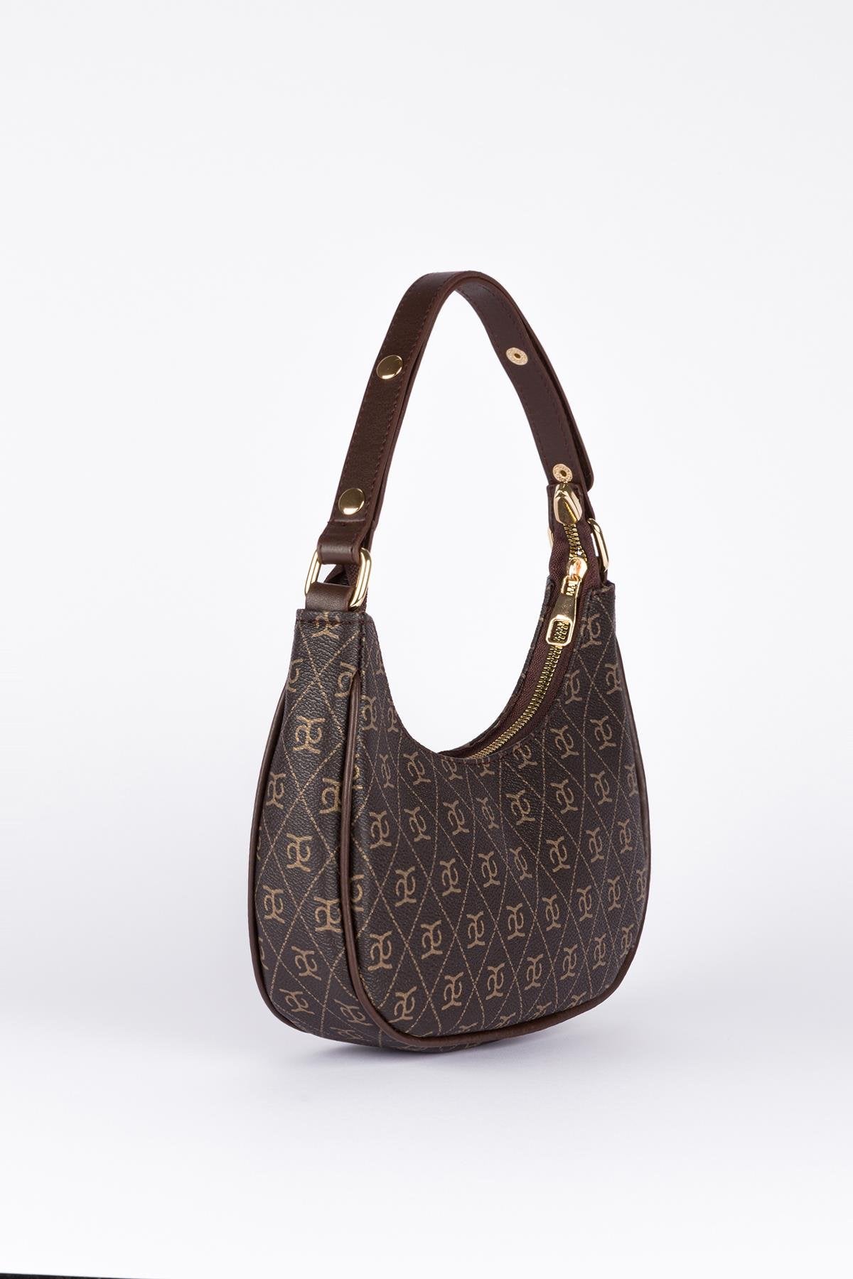 Desenli Yarım Ay El ve Omuz Çantası