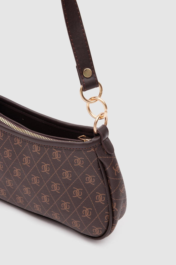 Fermuarlı Desenli Kadın El ve Omuz Çantası