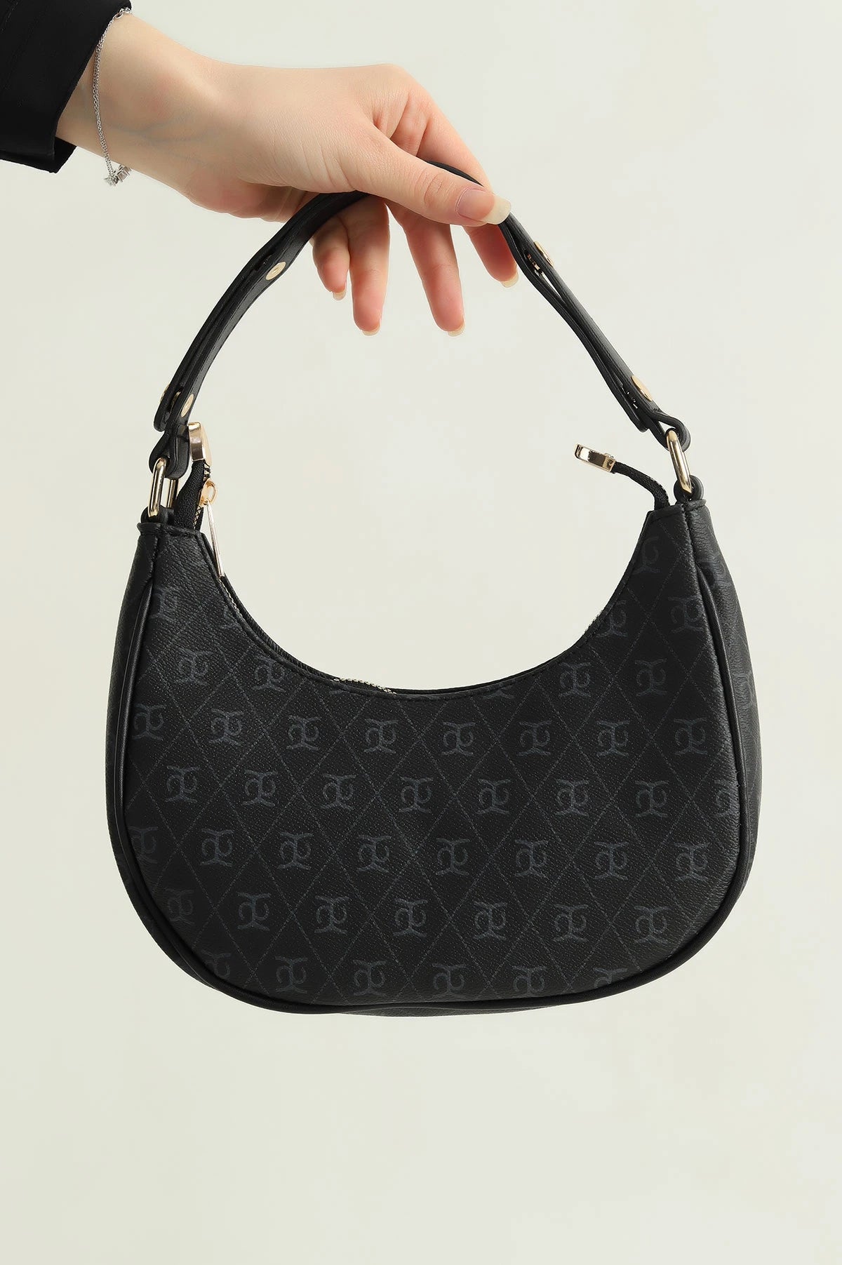 Desenli Yarım Ay El ve Omuz Çantası